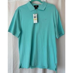 NEW Mens Calvin Klein Short Sleeve Aqua Splash Golf Polo Size Medium 100% Cotton